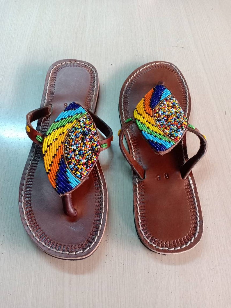 African Beaded Sandals Summer Sandals Leather Sandals Women - Etsy