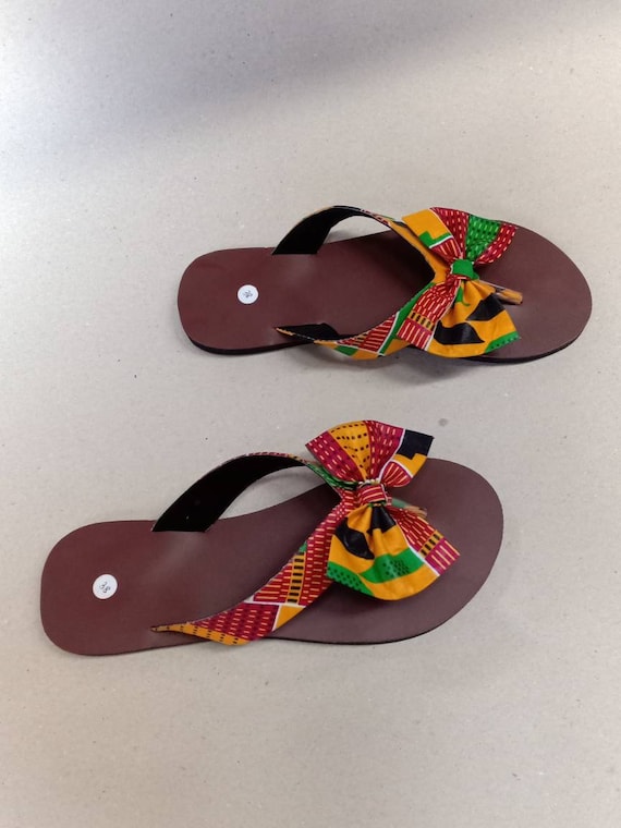 African Kente Sandals kente Sandals Women Material Sandals | Etsy