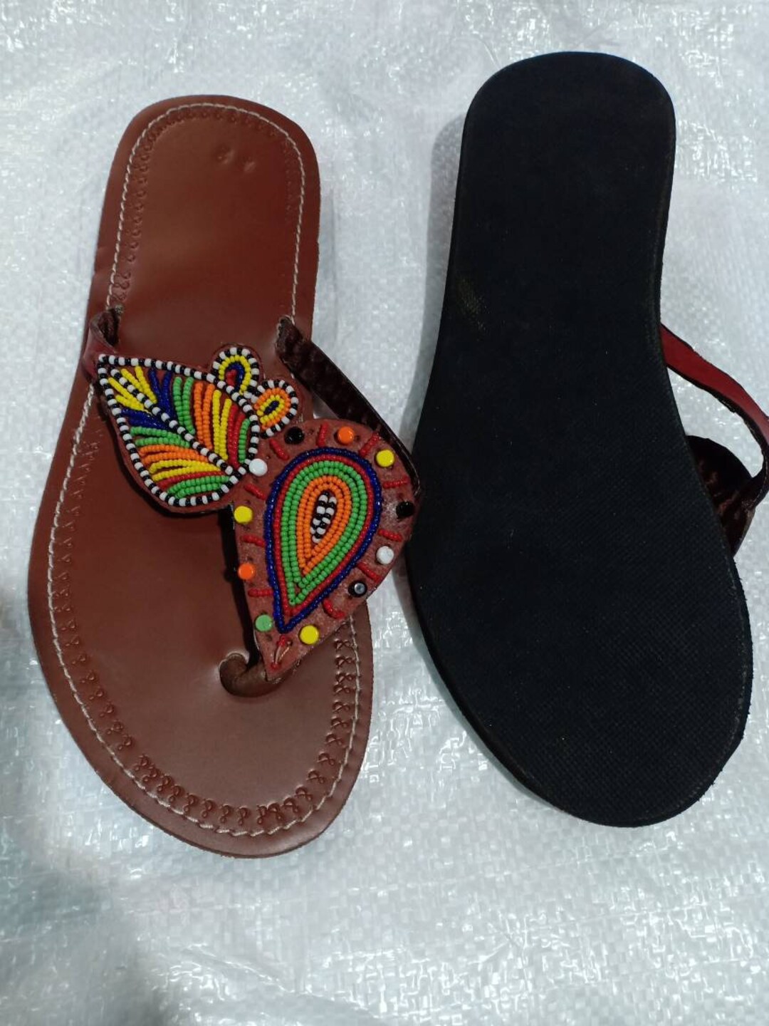 beaded black sandals