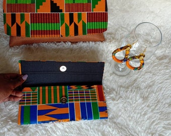 African purses with a matching wallet and earrings,African print bag,African purses, women purses christmass gift for her, birthday gift.