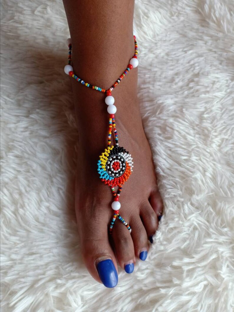 Beaded Barefoot Sandals Anklet Beach wedding beaded Barefoot Etsy