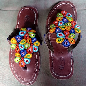 African Women Beaded Shoes Gift for Her Summer Sandals - Etsy