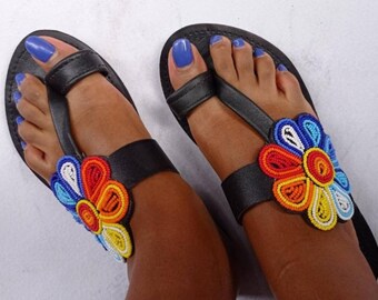 ON SALE:Beaded sandals/sandals women leather/African Beaded sandals/sandals women/leather sandals women/summer sandals/mothers day gift.