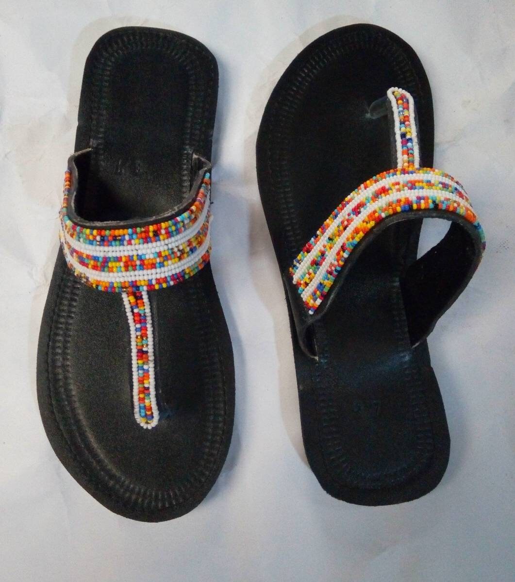 African Sandals Women Sandals Masai Sandals Flat Shoes - Etsy