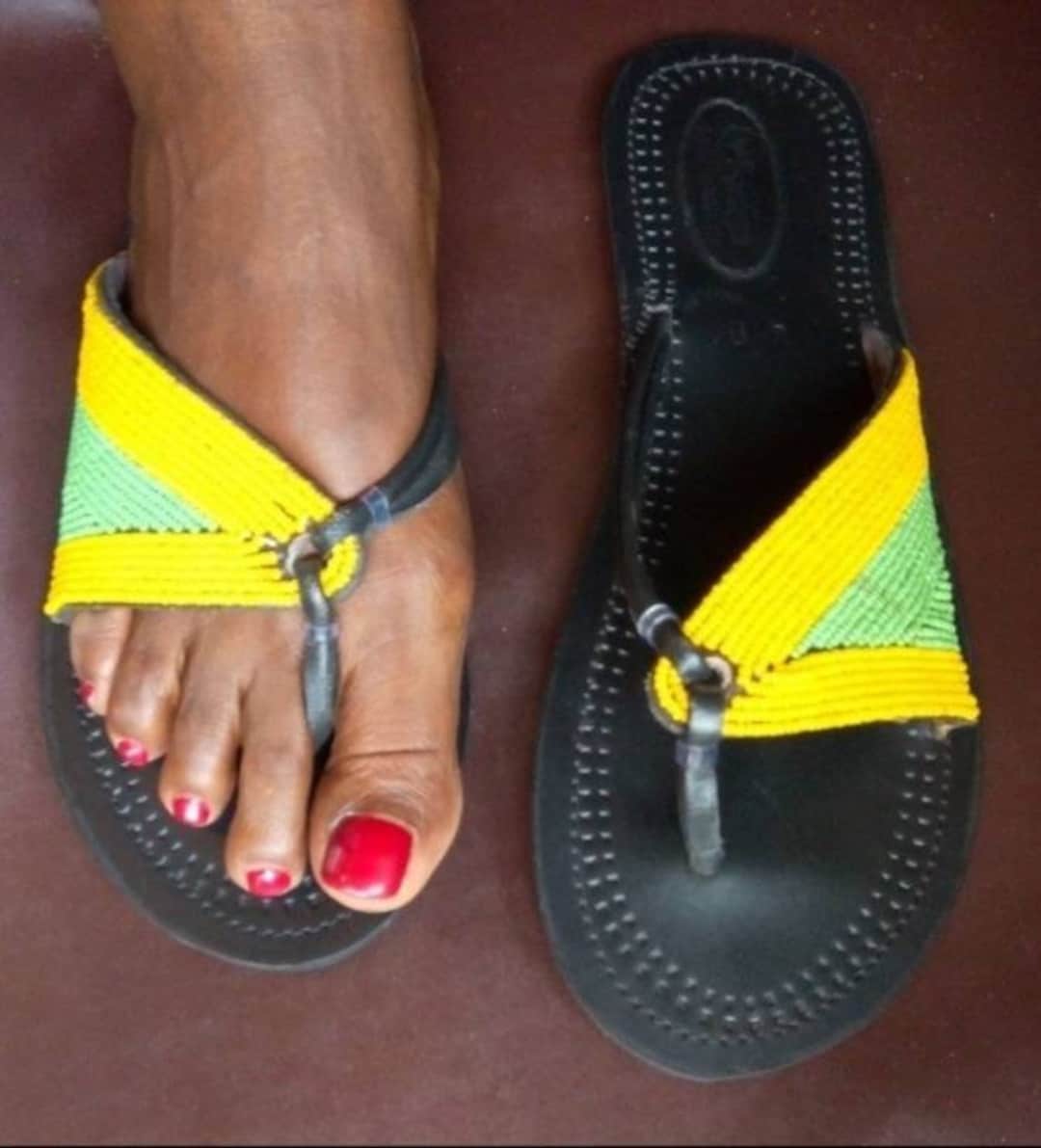 beaded black sandals