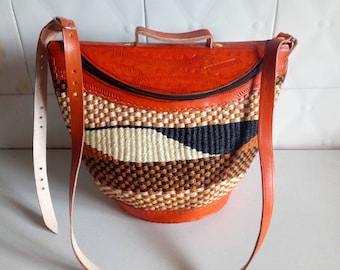 ON SALE:Woven bag/woven tote bag/woven leather bag/grandmother gift/handmade bag/mother day gift/unique mother day gift/valentine day gift