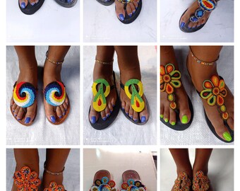 ON SALE:Beaded sandals/sandals women leather/African Beaded sandals/sandals women/leather sandals women/summer sandals/mothers day gift.