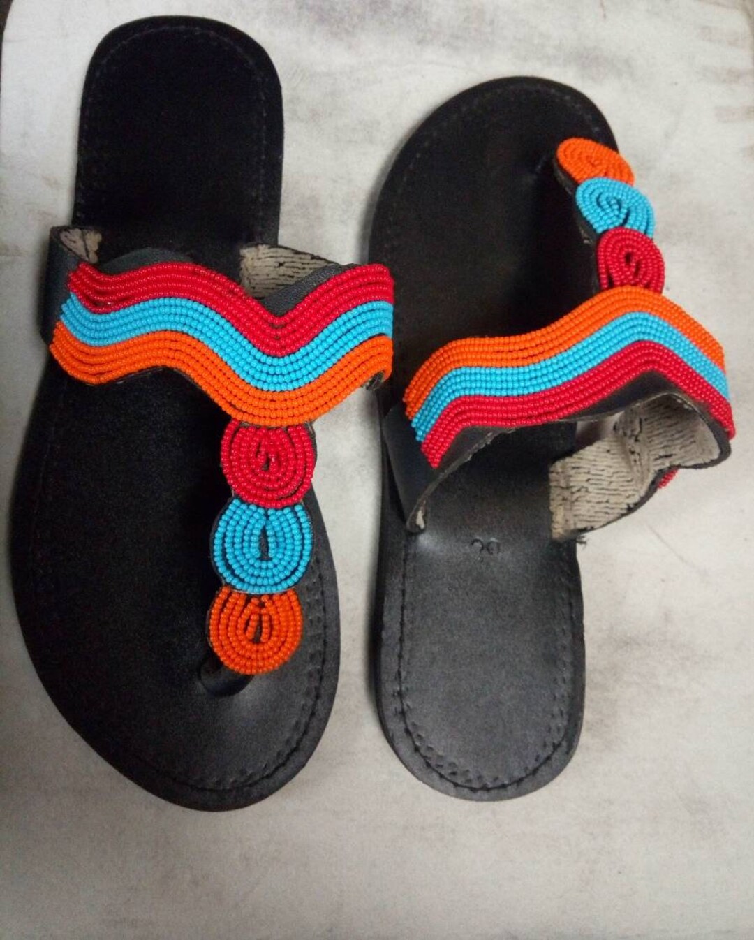 beaded black sandals