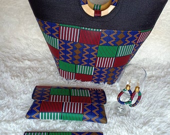 ZUM VERKAUF: Ankara Tasche, Jutetasche, Afrikanische Tasche Set, Bürotasche, afrikanische Geldbörse, Handtasche, Weihnachtsgeschenk für sie, Mamas Tasche, Strandtasche