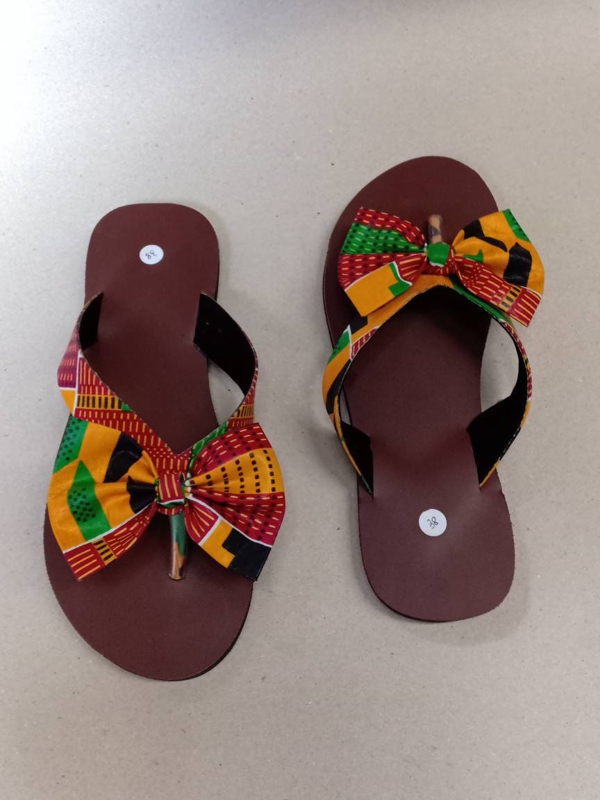 African kente sandals kente sandals women material sandals | Etsy