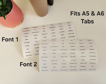 A5 & A6 Tab Stickers