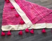 Moroccan blanket, pompom blankets, bedspread, moroccan throw blanket, wool moroccan bedding, throw blankets, berber moroccan decor
