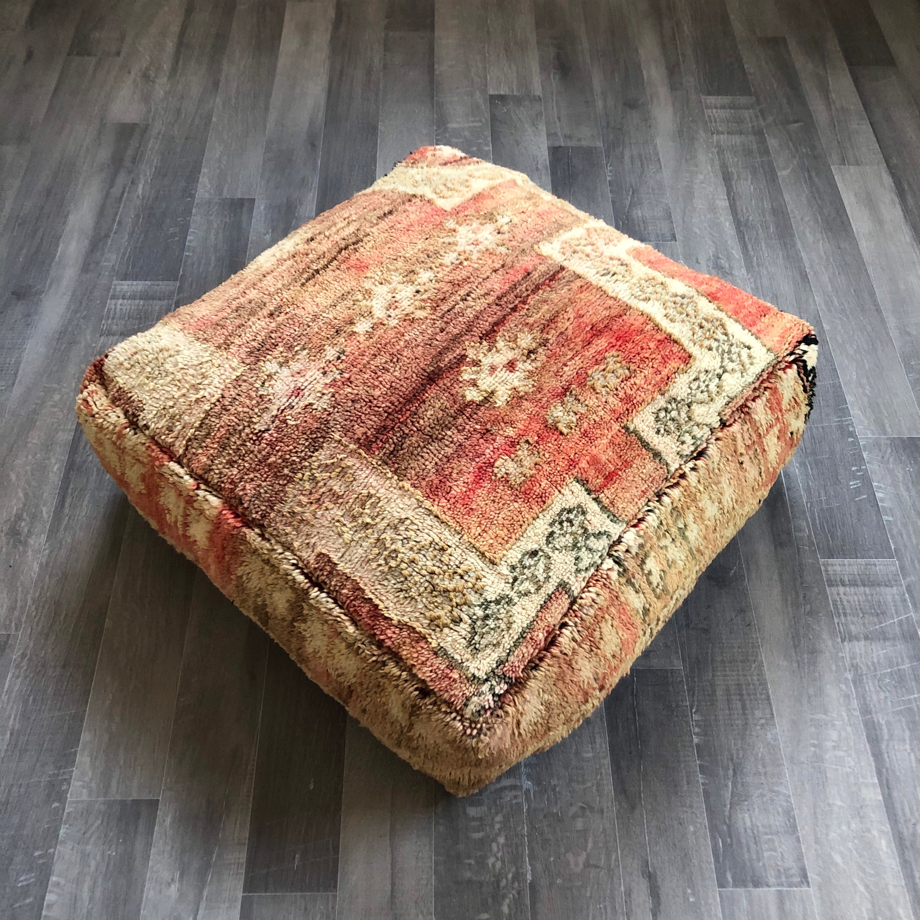 Moroccan Kilim Pouf Floor Pouf Vintage Moroccan Ottoman Etsy