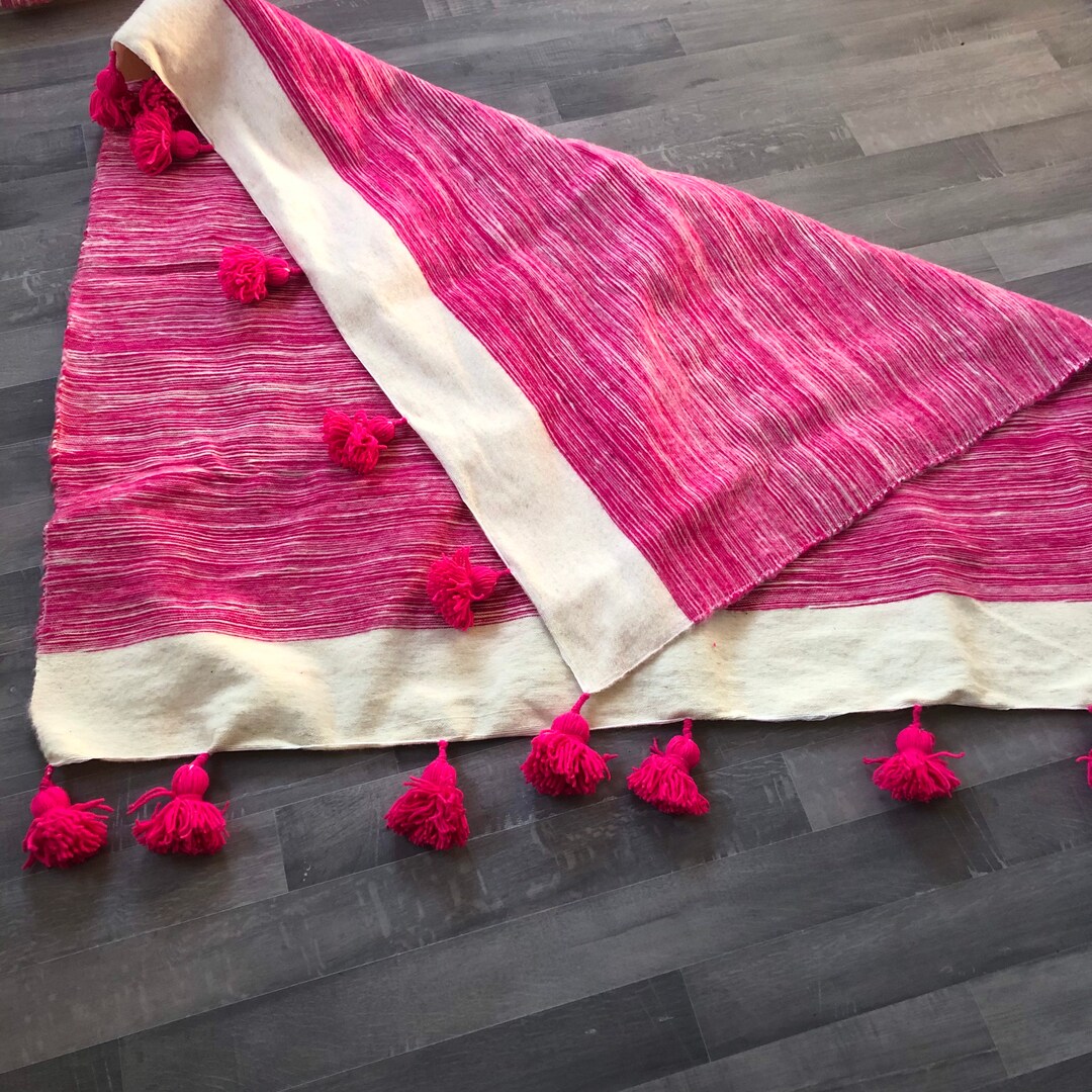 Moroccan Pom Pom Blanket and Throw Bohemian Blanket Berber Etsy UK