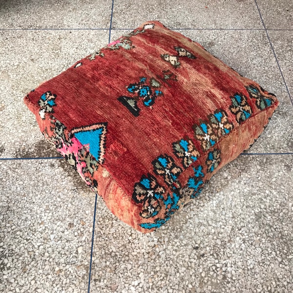 Vintage moroccan pouf, moroccan Azilal pouf, berber pouf, floor pouf