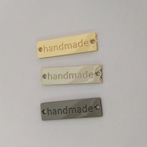 1 cm x 3,5 cm Etichetta rettangola rettangola metallica "fatta a mano" incisa con fori, etichette con logo di marca personalizzate con galvanica