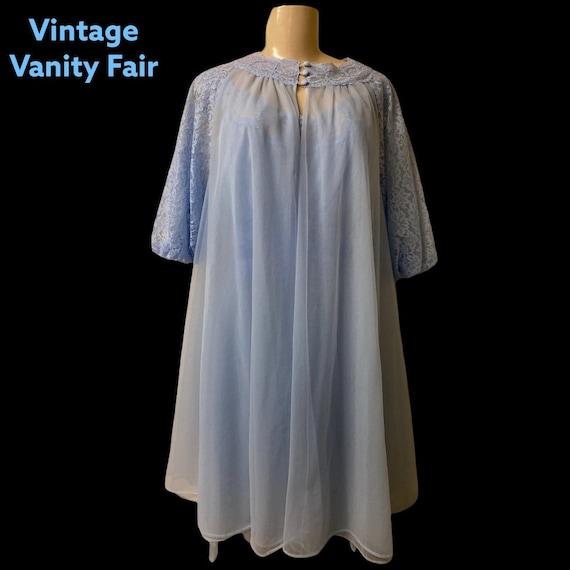 1950's Baby Blue Chiffon & Lace VANITY FAIR Nighti