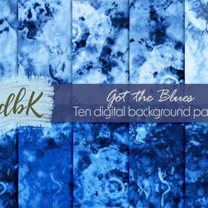 Tie Dye Pattern Digital Background Papers - Tinte de hielo - Papeles de scrapbook - Scrapbook digital - Digital Paper Pack - Papeles 12x12 - Azul