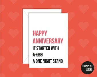 It Started With A One Night Stand Anniversary Card, Funny Anniversary Card, Cute Anniversary Card, Card for Boyfriend/Girlfriend, Valentines
