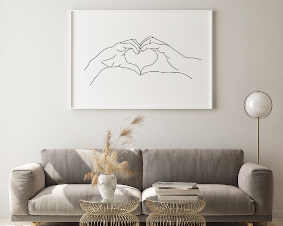 Heart Hands Sculpture Black Decor for Bedroom Living Room Heart Hands Black
