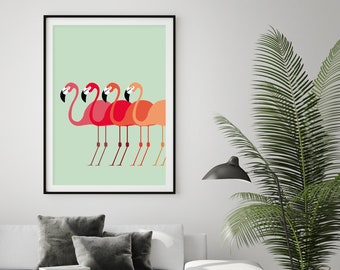 Flamingo Flock Print, Flamingo Print, Flamingo Poster, Pink Animal Print, Pink Flamingo Print, Flamingo Wall Art, Pink Flamingo Home Decor