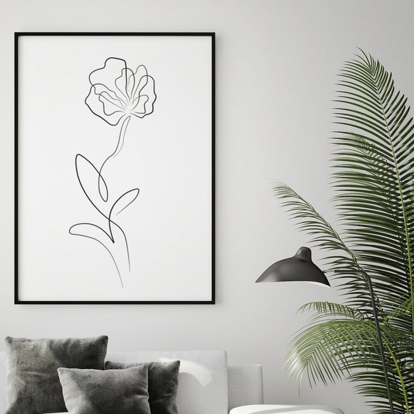 Flower Line Art Poster, Botanical Line Art, Line Art Poster, Line Art Print, Flower Line Art, Floral Line Art Wall Art, Home Decor Print