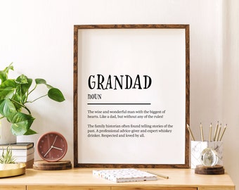 Grandad Definition Poster, Gift for Grandad, Gift for Grandfather, Definition Poster, Definition Print, Papa Definition, Grampy Definition