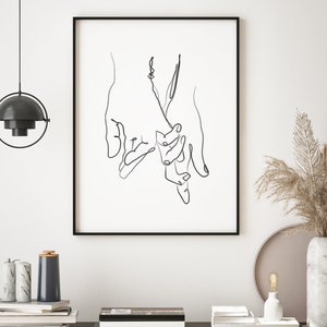 Holding Hands Line Art Poster, Hands Line Art, Line Art Poster, Line Art Print, Black and White Print, Line Art Wall Art, Home Decor