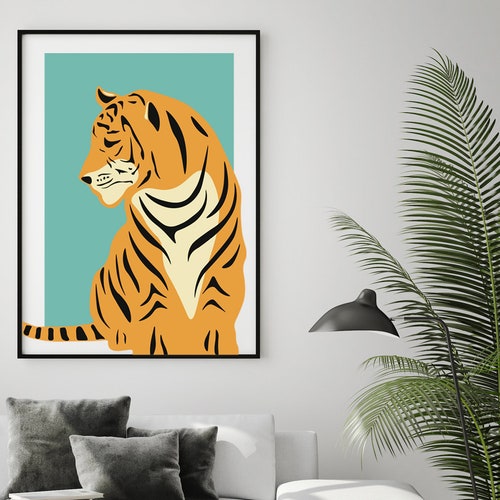 Tiger Illustration Print Tiger Wall Art Print Tiger - Etsy