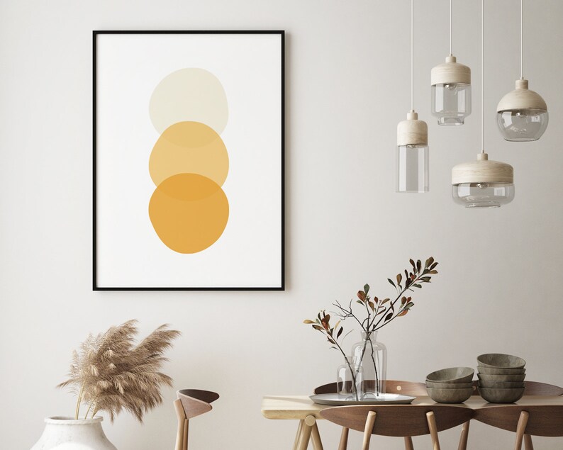 Yellow Circles Wall Art Yellow Circle Print Scandinavian Etsy