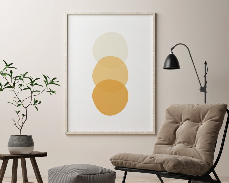 Yellow Circles Wall Art Yellow Circle Print Scandinavian Etsy