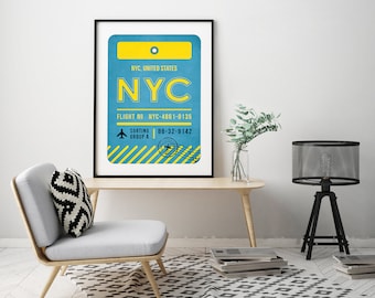 New York City Luggage Tag Print, New York Print, New York City Luggage Tag, USA Travel Poster, City Print, Travel Poster, Travel Wall Art