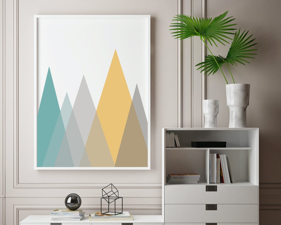 Geometric Mountain Print, Mountain Print, Landscape Print, Abstract ...