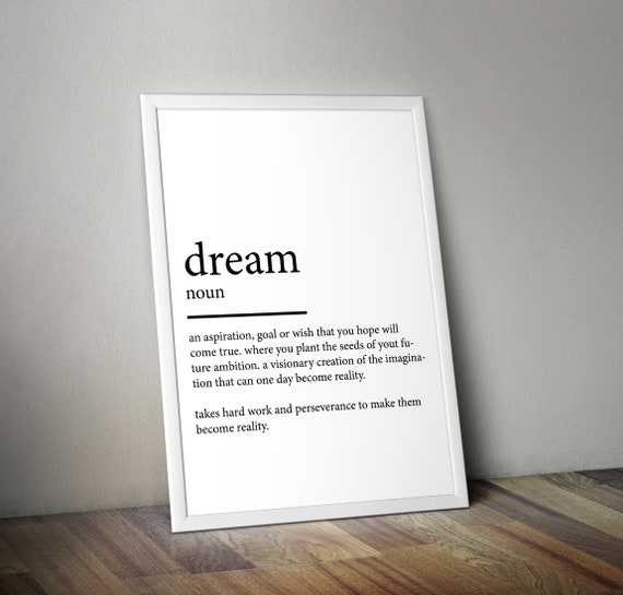 Minimalist Poster Dream Definition Print Home Decor Poster Wall Art