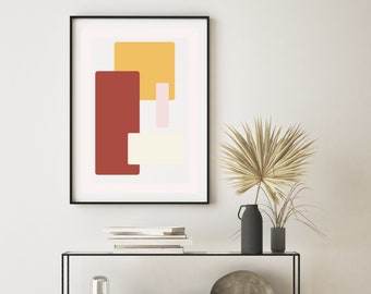 Overlapping Rectangles Wall Art, Geometric Print, Scandinavian Print, Geometric Bedroom Wall Art, Geometric Print, Scandi Geometric Poster