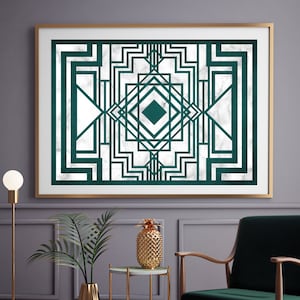 Art Deco Print, Emerald and Marble Print, Geometric Poster, Geometric Print, Art Deco Pattern, 1920s Wall Art, Art Deco Wall Art, Home Decor