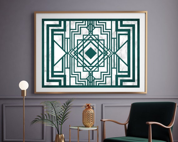 Shipley Achternaam Eigenlijk Art Deco Print Emerald and Marble Print Geometric Poster - Etsy