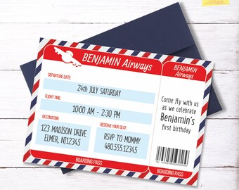 airplane birthday invitation etsy