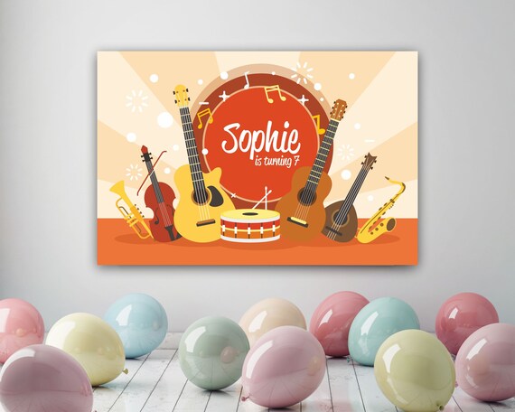 Music Birthday Backdrop Music Birthday Banner Music Birthday Etsy