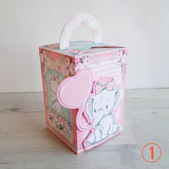 Pink Elephant Baby Shower Favor Box Personalized Candy Box Etsy