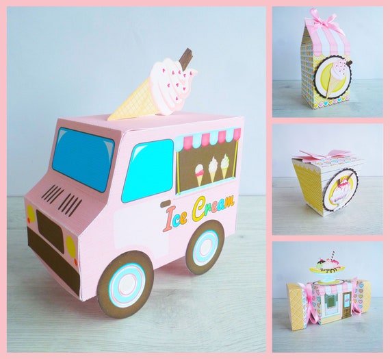 Ice Cream Party Favor Box Candy Treat Goodie Gift Bag Ice Etsy