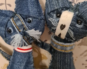 Denim Cat Sewing Pattern PDF | Upcycled Jeans Soft Toy Pattern | Stuffed Kitten Plush | Beginner Sewing Pattern | Instant Download