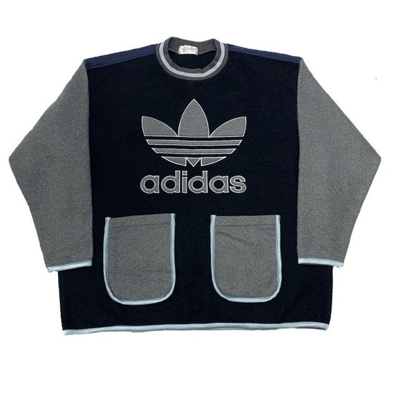 Adidas Trefoil Spell Out Big Logo Double Pocket Sweatshirt