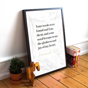 Jeremiah 15:16 Verse Print Wall Art Instant Download Marble Print Modern Decor SKU 551