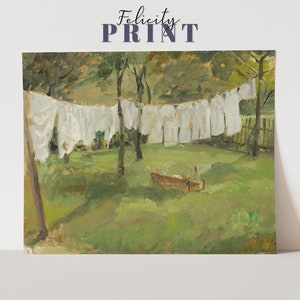 Laundry Room Decor | Washing Line Print | Vintage Painting | Laundry Room Art | Modern Farmhouse | Felicity Print