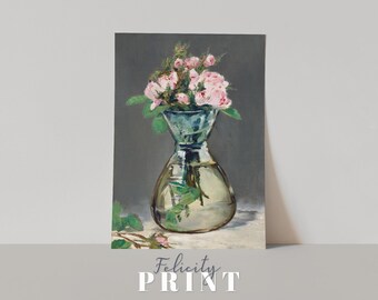 Roses Painting | Vintage Floral Print | COTTAGECORE DECOR | Still Life Painting | Maximalist Decor