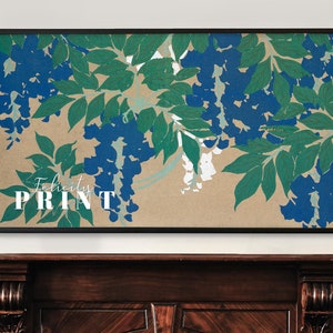 Japandi Samsung Frame TV Art / Wisteria Woodcut / DIGITAL Art / Cottagecore Decor / Vintage Art Frame TV / Grandmillennial decor