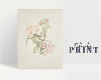 Spring Blossom Print | Watercolour Painting | Vintage Botanical Art | Floral Print | Flower Painting Print | Cottagecore Decor