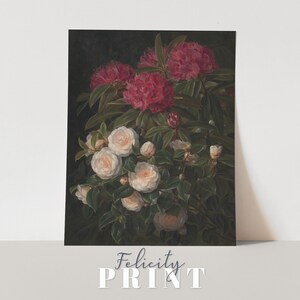 Rhododendron Print | Botanical Art | Academia Decor | Floral Oil Painting | Maximalist Decor | Still Life | FINE ART PRINT