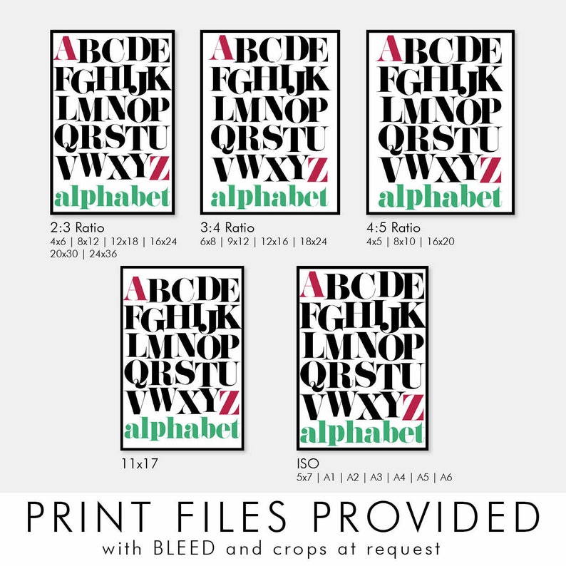 Alphabet Printable Nursery Decor Wall Art Print Instant - Etsy
